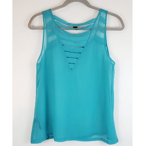 Forever 21 Tops - Forever 21 | Green Sheer Strappy Tank Blouse